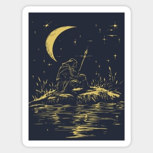 Celestial Warrior at Rest – Mystical Strength and Reflection Magnet